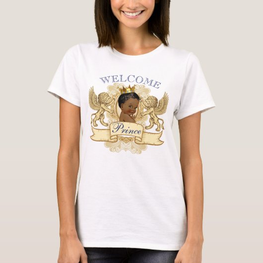 Baby shower van Afrikaanse prins koningin mammie T T-shirt (Voorkant)
