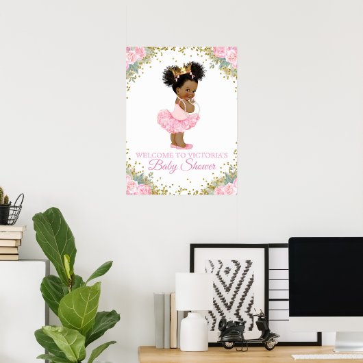 Baby shower van Afrikaanse prinses Girl Poster (Thuiskantoor)