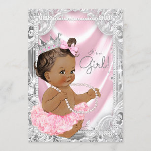 Baby shower van Afrikaanse prinses Pink Gray Kaart