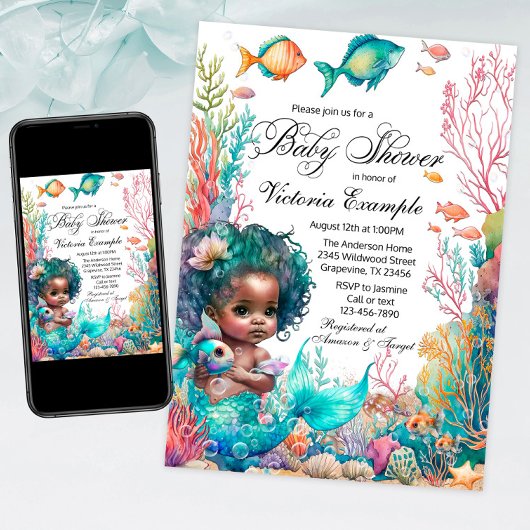 Baby shower van Afrikaanse Zeemeermin Kaart