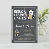 Baby shower van alkboardbier en luierparen kaart (Staand voorkant)