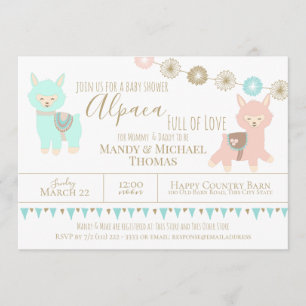 Baby shower van Alpaca verpakt met liefdesseksneut Kaart