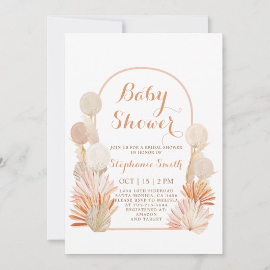 Baby shower van Arch Pampas Grass Kaart (Voorkant)