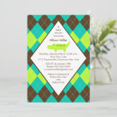 Baby shower van Argyle Preppy Alligator Kaart (Staand voorkant)