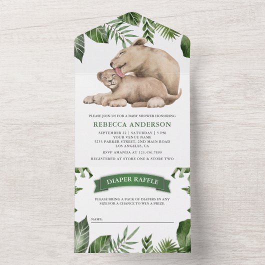 Baby shower van Baby en Oerwoud van muizen All In One Uitnodiging (Binnen)