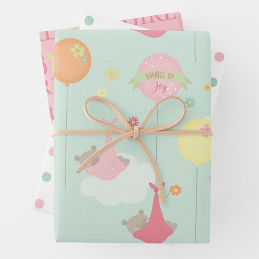  Baby shower van Baby Girl Mix en Match Inpakpapier Vel (In situ)