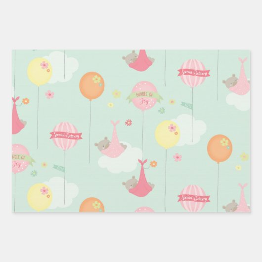  Baby shower van Baby Girl Mix en Match Inpakpapier Vel (Voorkant)