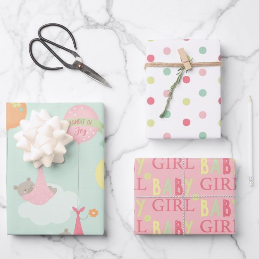  Baby shower van Baby Girl Mix en Match Inpakpapier Vel (Voorkant)