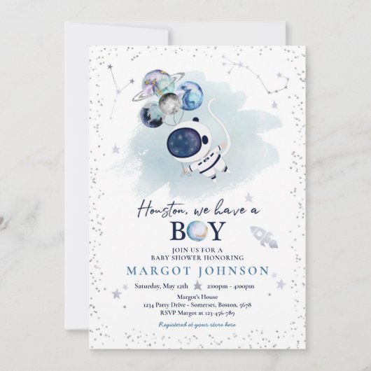 Baby shower van Baby shower van buitenruimteugen Kaart (Voorkant)