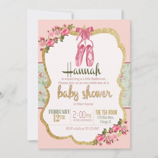 Baby shower van Ballerina Kaart (Voorkant)