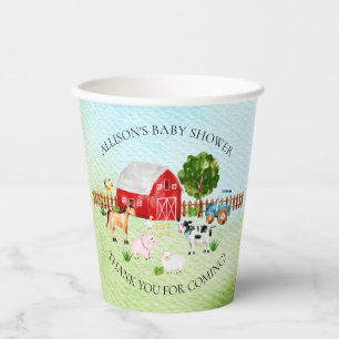 Baby shower van Barn Animals  Papieren Bekers