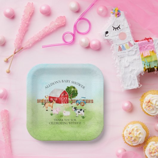 Baby shower van Barn Animals Papieren Bordje (Feest)