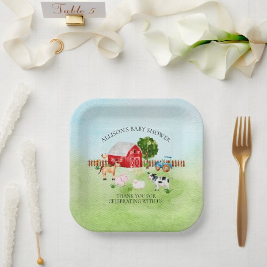 Baby shower van Barn Animals Papieren Bordje (Huwelijk)