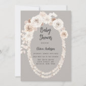 Baby shower van beige en witte parels kaart (Voorkant)