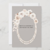 Baby shower van beige en witte parels kaart (Achterkant)