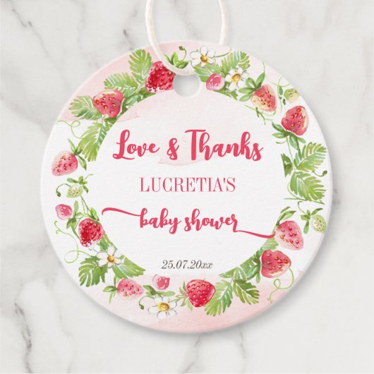 Baby shower van Berry-aardbei dank u wel Bedankjes Labels (Voorkant)