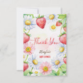Baby shower van Berry-zoete aardbei Bedankkaart (Voorkant)