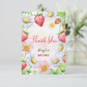 Baby shower van Berry-zoete aardbei Bedankkaart (Staand voorkant)