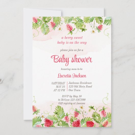 Baby shower van Berry-zoete aardbei Kaart (Voorkant)