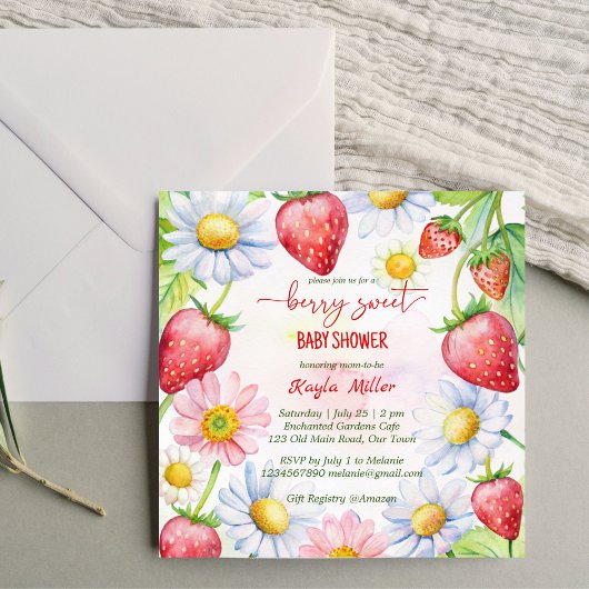 Baby shower van Berry-zoete aardbei Kaart