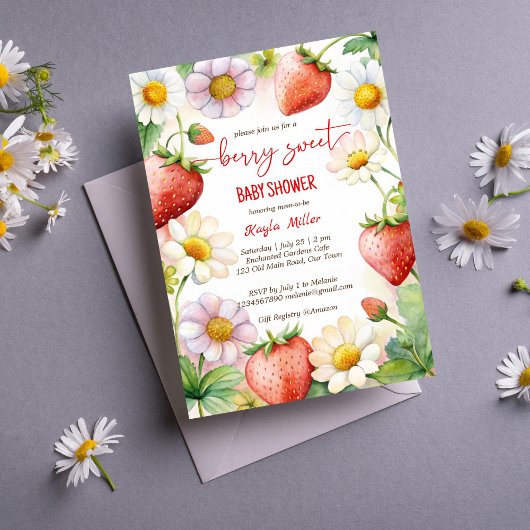 Baby shower van Berry-zoete aardbei Kaart