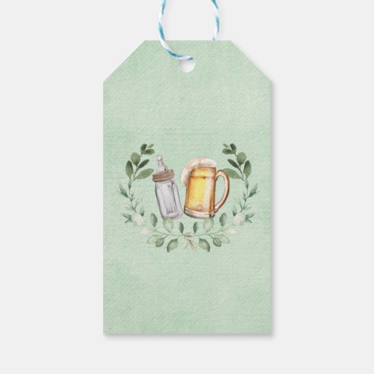 Baby shower van bierbrouwerijen en grootoogdansen cadeaulabel (Achterkant)