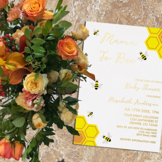 Baby shower van bijen folie uitnodiging