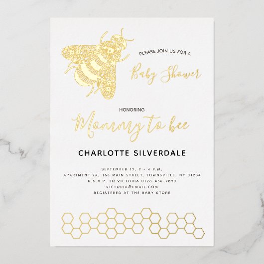 Baby shower van bijen folie uitnodiging (Voorkant)