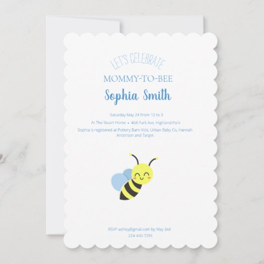 Baby shower van bijen kaart (Voorkant)