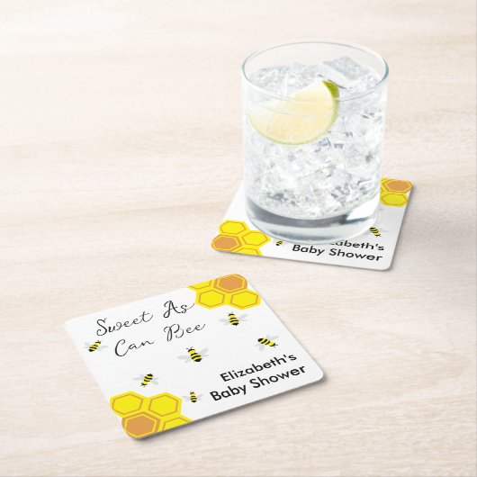 Baby shower van bijen kartonnen onderzetters (Insitu)