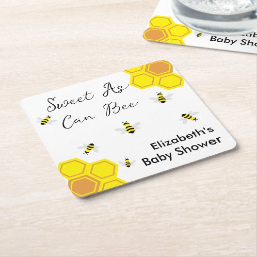 Baby shower van bijen kartonnen onderzetters (Schuin)