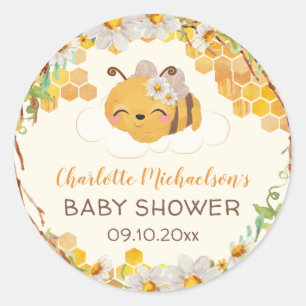 Baby shower van bijen Klassieke honingraat Sti Ronde Sticker