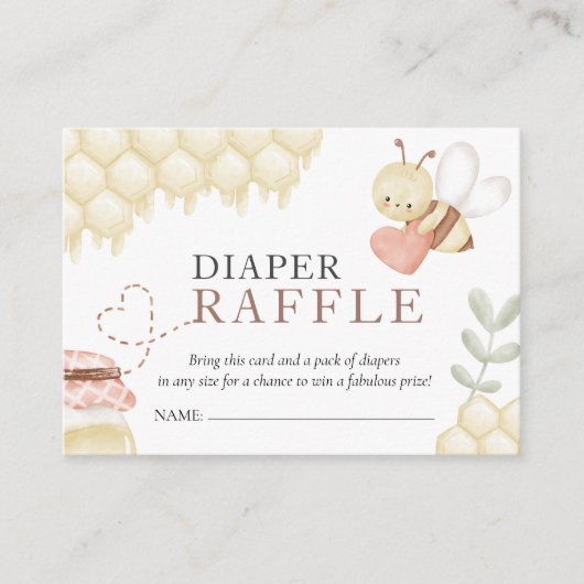 Baby shower van bijen, luier, raffle Enclosure Kaa Informatiekaartje (Voorkant)