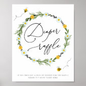 Baby shower van bijen, luierrolbordje poster (Voorkant)