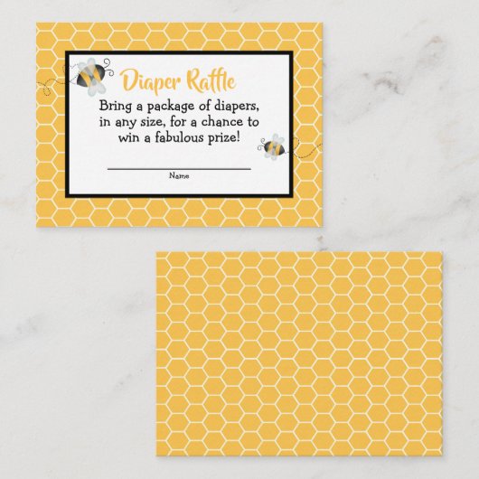 Baby shower van bijen, luierschroefkaarten informatiekaartje (Voorkant / Achterkant)