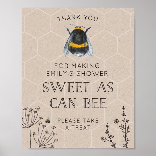 Baby shower van bijen Natuurlijke Favors Poster (Voorkant)
