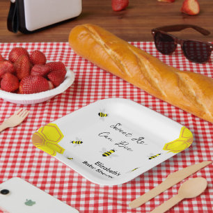 Baby shower van bijen papieren bordje