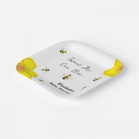 Baby shower van bijen papieren bordje (Gebogen)