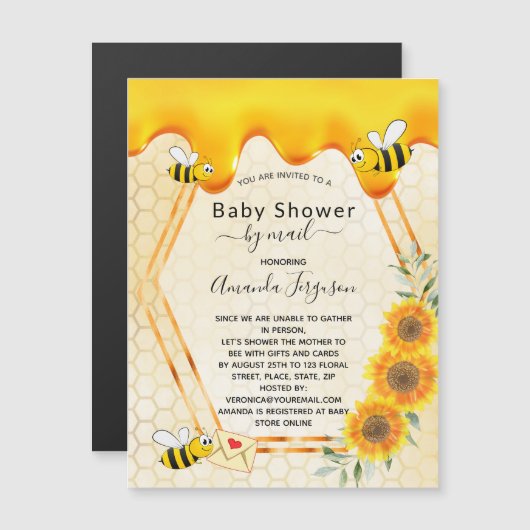 Baby shower van bijen per post Goud zoete honingdr (Voorkant / Achterkant)