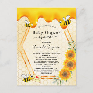 Baby shower van bijen per post Goud zoete honingdr Briefkaart