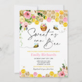 Baby shower van bijen Roze Floral, gezoet als bije Kaart (Voorkant)