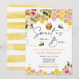 Baby shower van bijen Roze Floral, gezoet als bije Kaart