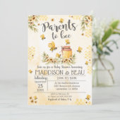 Baby shower van bijen Uitnodigingsbloemen Kaart (Staand voorkant)