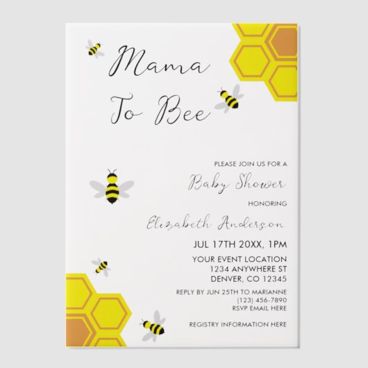 Baby shower van bijen vellum uitnodigingen (Voorkant)