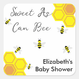 Baby shower van bijen vierkante sticker