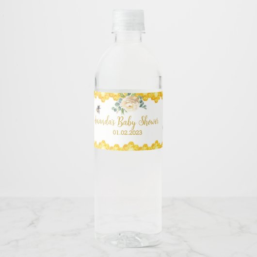 Baby shower van bijen waterfles etiket (Voorkant)
