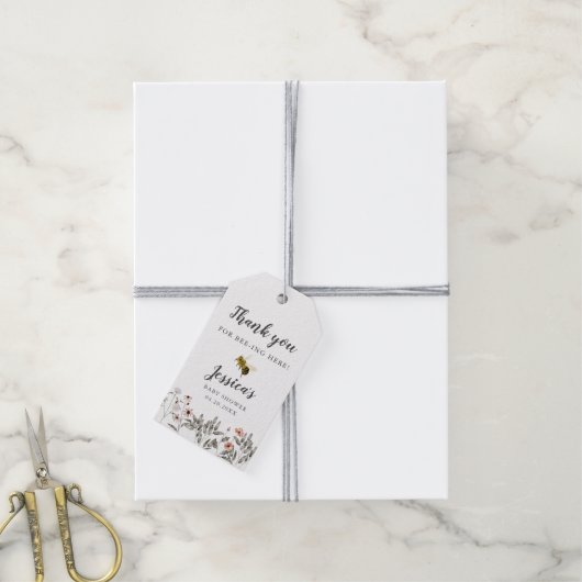 Baby shower van bijenbloem cadeaulabel (Met Touw)