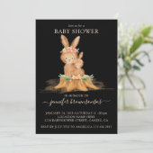 Baby shower van Black Boho Family Rabbit Kaart (Staand voorkant)