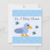 Baby shower van blauwe eenden en vlinders kaart (Voorkant)