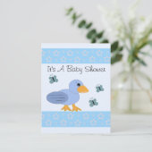 Baby shower van blauwe eenden en vlinders kaart (Staand voorkant)